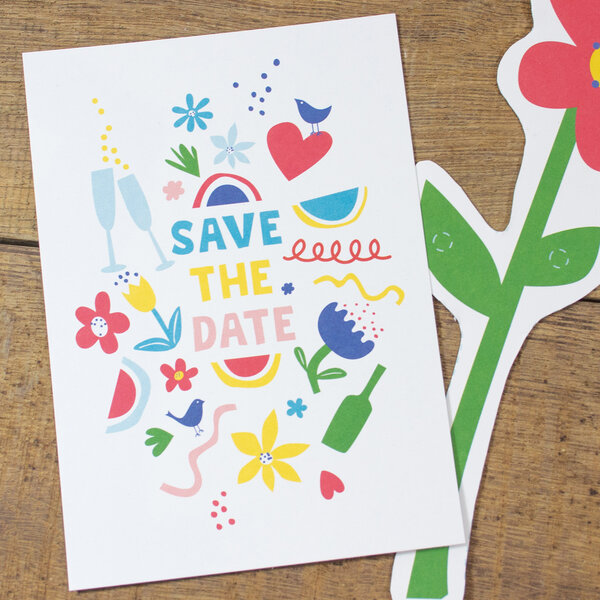 Bow & Hummingbird Postkarte Save the date von Bow & Hummingbird