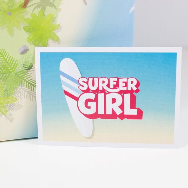Bow & Hummingbird Postkarte Surfer Girl von Bow & Hummingbird