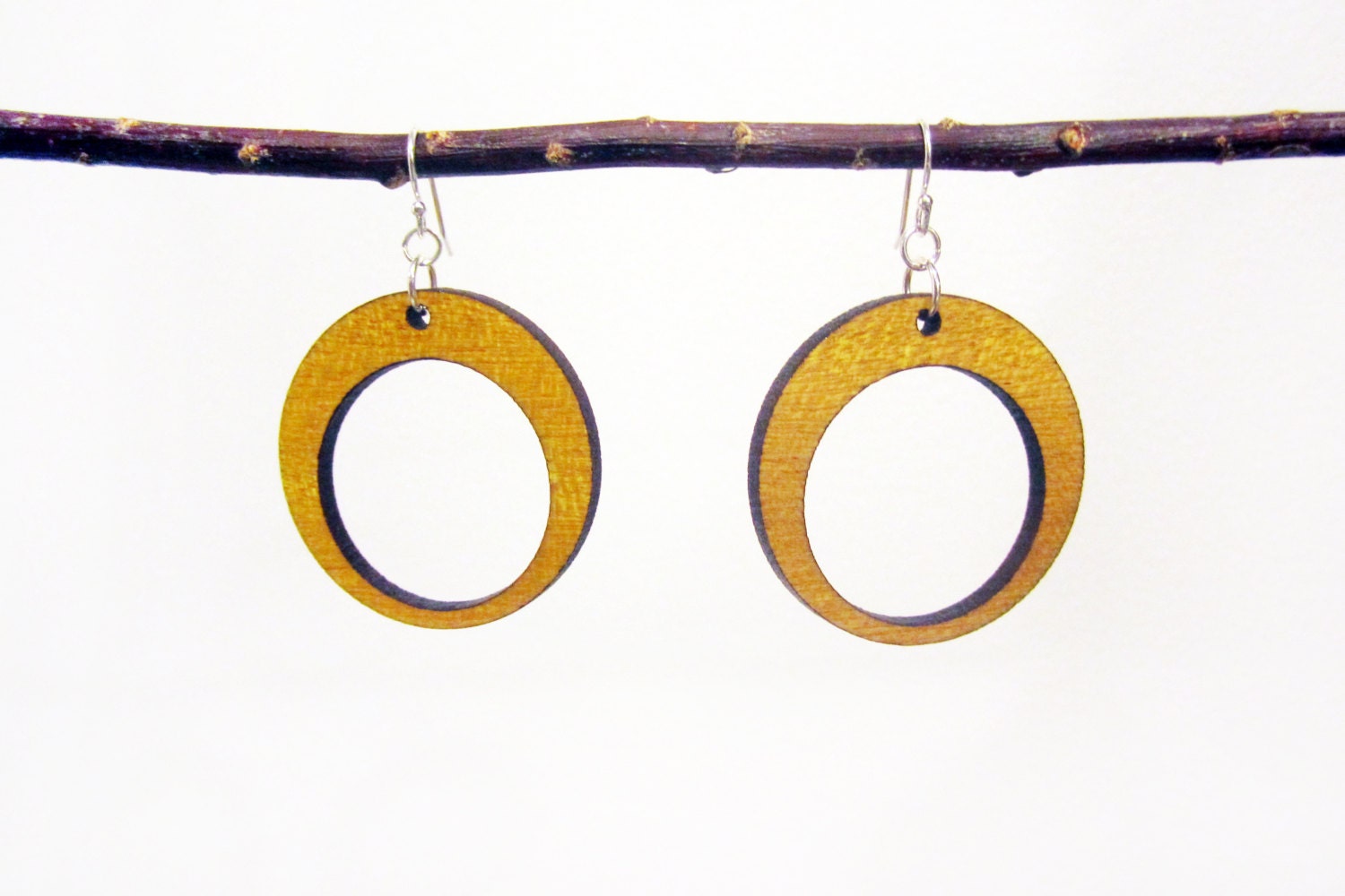 Holz-Ohrring - Leichte Holz Ohrring Paar Gelbes Herz Tropfen Kreis Baumeln Holz-Ohrring - Leichte Holz Ohrring Paar Gelbes Herz Tropfen Kreis Baumeln von BowTiedWood