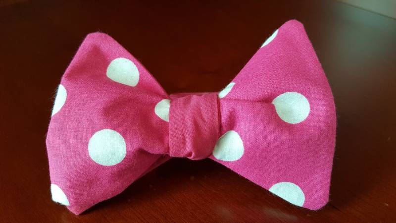 Rosa Polka Dot Design 2 - in 1 Freestyle Bowtiebyedj Rosa Polka Dot Design 2 - in 1 Freestyle Bowtiebyedj von BowTiesByEDJ