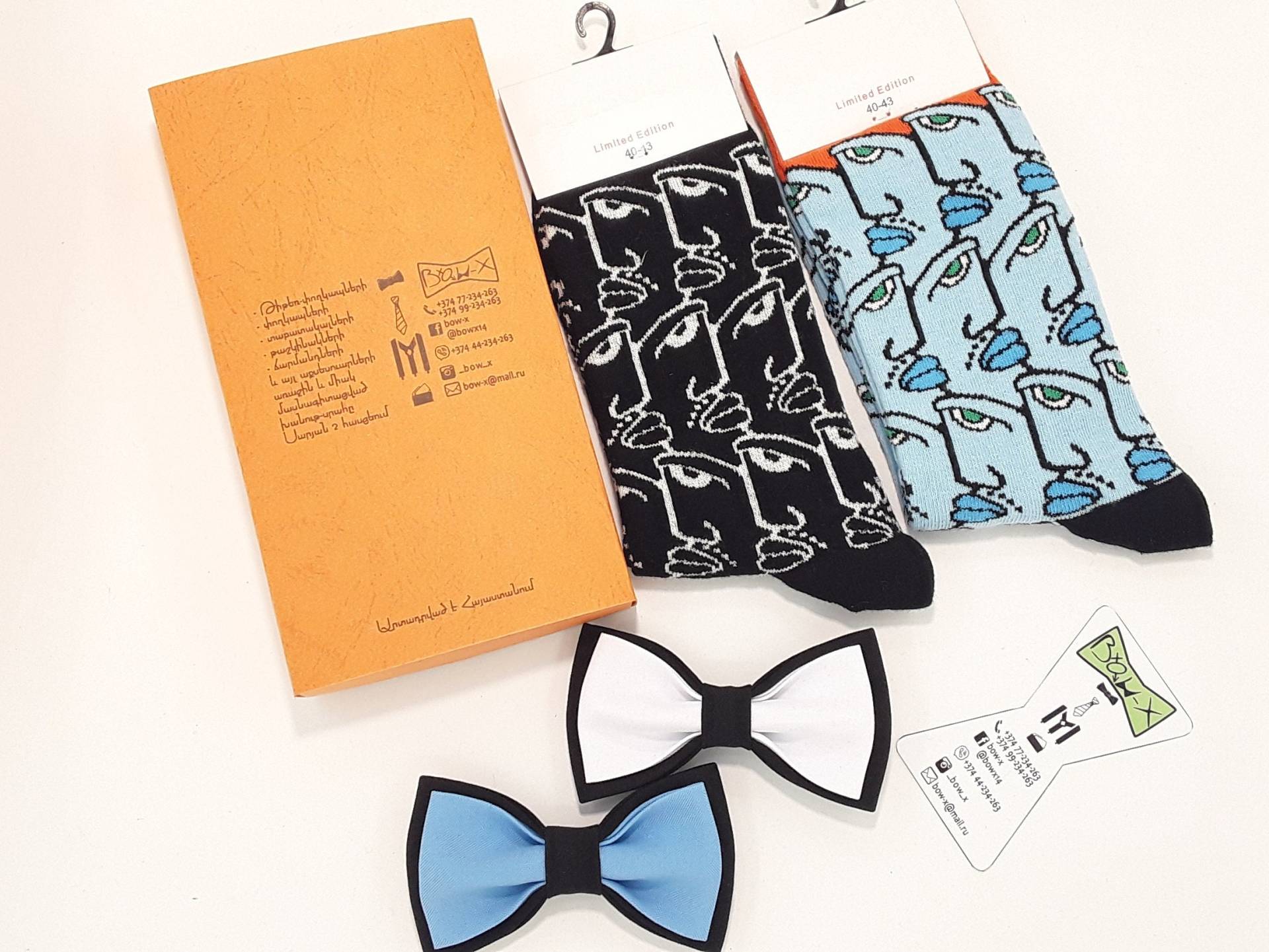 Passende Socken Und Fliege, Männer Socken, Frauen Bunte Gesichter Gemusterte Hergestellt in Armenien, Gesellschaft von BowX