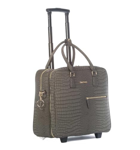 Bowatex Damen Aktentasche Trolley grau Gemustert, Umhängetasche Laptoptrolley von Bowatex