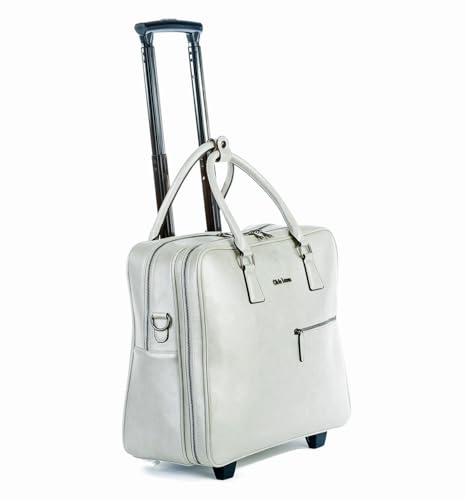 Bowatex Damen rollende Aktentasche Trolley Silber-weiß, Laptoptrolley Tasche von Bowatex