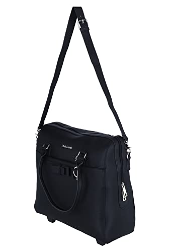 Bowatex Kleiner Schlichter Damen Aktentasche Trolley auf Rollen Schwarz von Bowatex