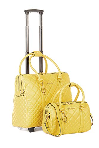 Bowatex Luxus Damen Schulter Gurt Laptop Akten Rollen Trolley + Handtasche Gelb von Bowatex