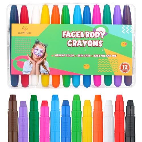 Bowitzki 12 Color Face Painting Kit Twistable Face Paint Marker Sticks Temporary Water Based Face Paint Crayons Hair Color Dye for Kids Body Makeup Belly Painting Adults With Box Bowitzki 12 Color Face Painting Kit Twistable Face Paint Marker Sticks Temporary Water Based Face Paint Crayons Hair Color Dye for Kids Body Makeup Belly Painting Adults With Box von Bowitzki
