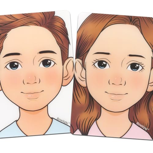 Bowitzki face painting practice board,2 pieces reusable colorful face paint practice board,painting makeup exercise template A4 size (Boy&girls) von Bowitzki