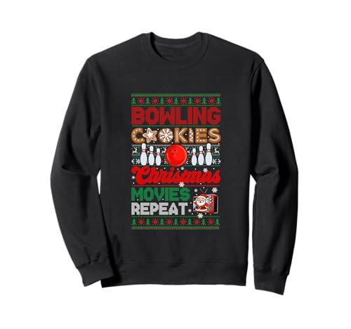 Bowling Cookies Christmas Movies Repeat Sweater Player Sweatshirt von Bowling Christmas Costume