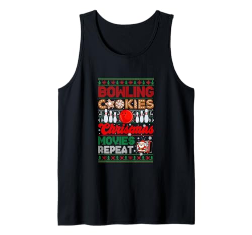 Bowling Cookies Christmas Movies Repeat Sweater Player Tank Top von Bowling Christmas Costume