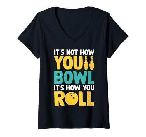 Damen Lustiges Bowling-Team Strike Lover T-Shirt mit V-Ausschnitt Damen Lustiges Bowling-Team Strike Lover T-Shirt mit V-Ausschnitt von Bowling Enthusiast Co.
