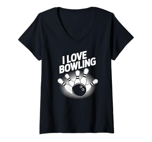 Damen Ich Liebe Spaß für Bowling-Enthusiasten T-Shirt mit V-Ausschnitt Damen Ich Liebe Spaß für Bowling-Enthusiasten T-Shirt mit V-Ausschnitt von Bowling Enthusiast Expressions