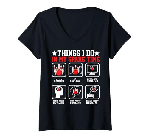 Damen Lustiger Bowler Spare Strike Sport Team League Kingpin T-Shirt mit V-Ausschnitt Damen Lustiger Bowler Spare Strike Sport Team League Kingpin T-Shirt mit V-Ausschnitt von Bowling Enthusiasts United