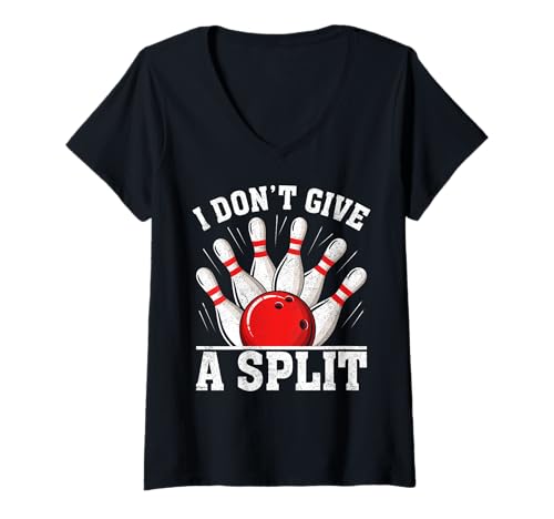 Damen Ich gebe keinen Split Lustiges Bowling T-Shirt mit V-Ausschnitt Damen Ich gebe keinen Split Lustiges Bowling T-Shirt mit V-Ausschnitt von Bowling Fun Club