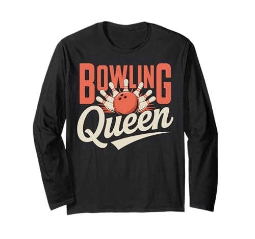 Bowling Queen Cute Damen Bowler Langarmshirt von Bowling Gifts for Women