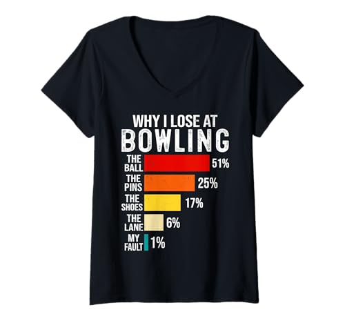 Damen Warum ich beim Bowling verliere - Funny Sport Bowler T-Shirt mit V-Ausschnitt Damen Warum ich beim Bowling verliere - Funny Sport Bowler T-Shirt mit V-Ausschnitt von Bowling Humor Club