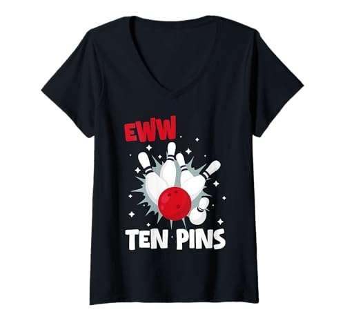 Damen Eww Bowling Ten Pin T-Shirt mit V-Ausschnitt Damen Eww Bowling Ten Pin T-Shirt mit V-Ausschnitt von Bowling Kegeln Ten Pin Design Idee