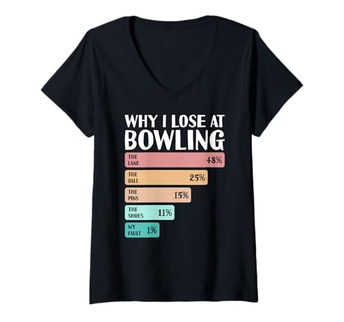 Damen Lustig, Warum ich beim Bowling verliere T-Shirt mit V-Ausschnitt Damen Lustig, Warum ich beim Bowling verliere T-Shirt mit V-Ausschnitt von Bowling Lover