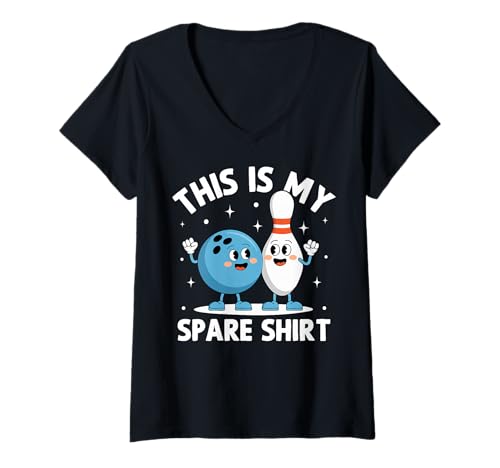 Damen Lustiger Retro Bowling Team League Kingpin Strike T-Shirt mit V-Ausschnitt Damen Lustiger Retro Bowling Team League Kingpin Strike T-Shirt mit V-Ausschnitt von Bowling Lovers Club