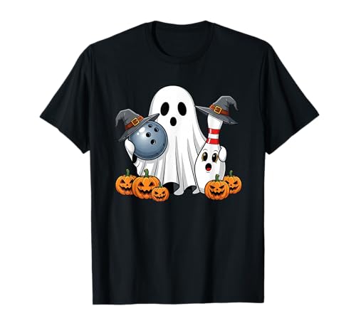 Lustiger Geist Bowling Kürbis Halloween Kinder Herren Damen T-Shirt von Bowling Lovers Cute Halloween Outfits for Boy Girl