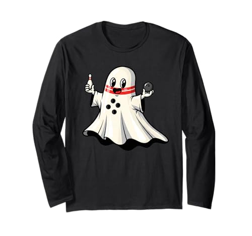 Lustiger Bowling-Geist Kürbis Boo Halloween Kinder Herren Damen Langarmshirt von Bowling Lovers Halloween Ghost Pumpkin Outfits