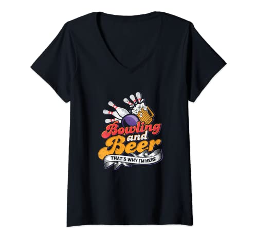 Damen Bowling und Bier - Shirt Bowling Spaß T-Shirt mit V-Ausschnitt Damen Bowling und Bier - Shirt Bowling Spaß T-Shirt mit V-Ausschnitt von Bowling and Beer - shirt Bowling fun