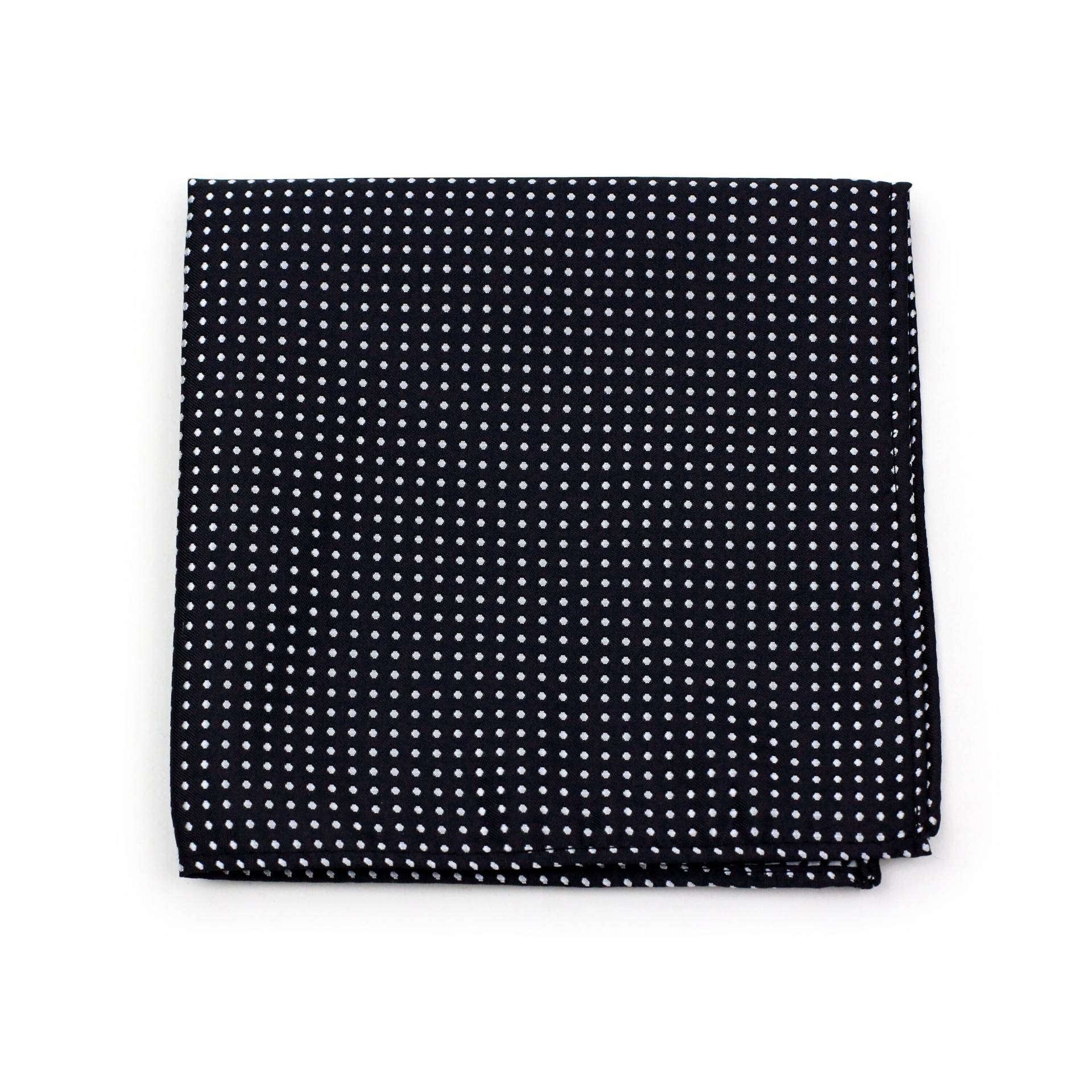 Black Pin Dot Pocket Square | Herrentasche Hanky in Schwarz Mit Silbernen Dots Formaler Suit Microdot Design Und Silber von BowsNTiesShop