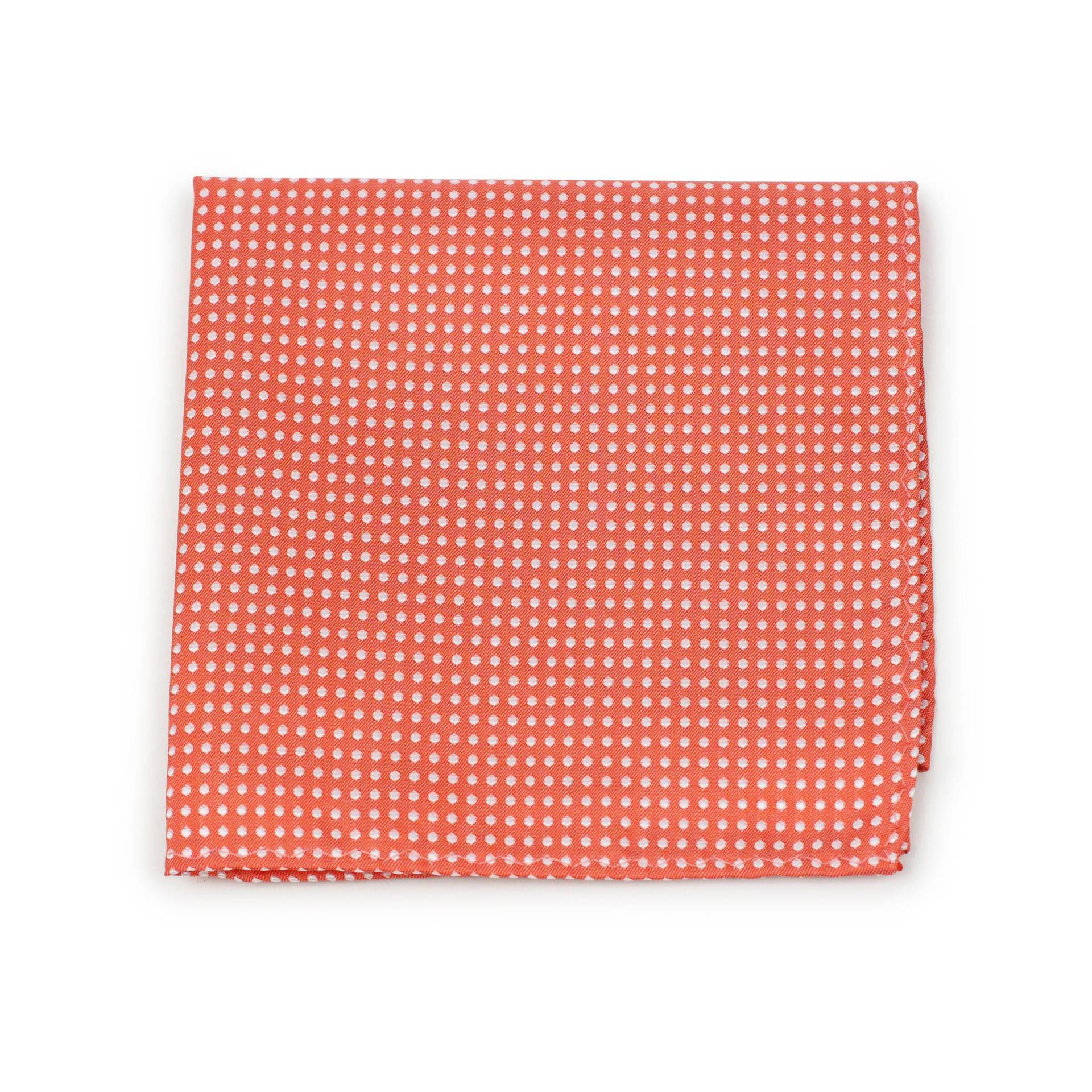 Korallenplatz Korallensuit Hanky Mit Weißen Pin Dots | Sommer-Hochzeits-Taschplatz in Korallen Und Weiß von BowsNTiesShop