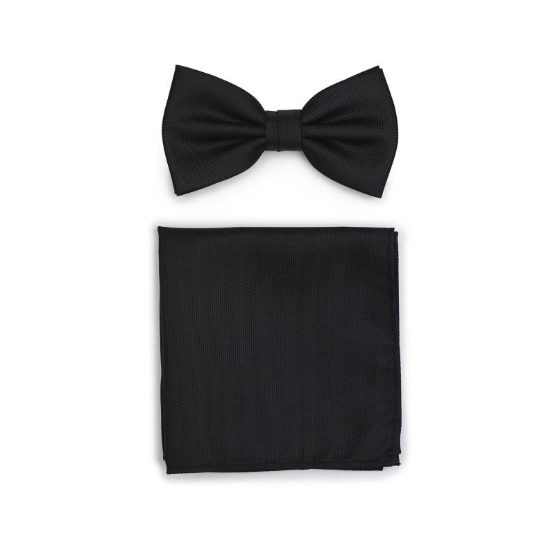 Matte Schwarze Fliege Set | Herren Fliege Und Hanky in Schwarz Einfarbige Passendes Taschenquadrat Matt Schwarz von BowsNTiesShop