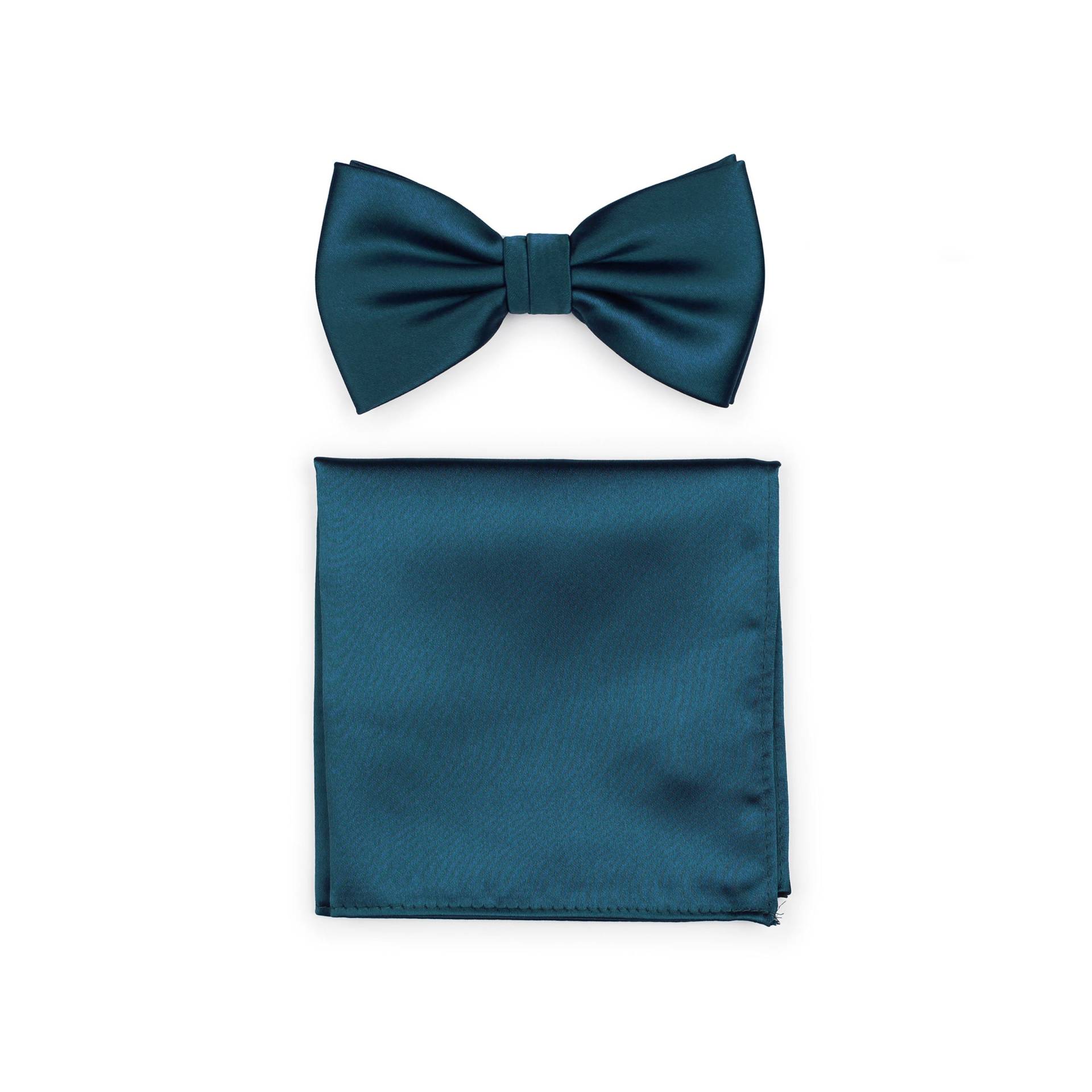 Pfauenfliege Set | Herren Schleife Krawatten Und Taschenquadrat Sets in Dunkelblau Passendes Fliege Dunkel Teal Für Hochzeiten von BowsNTiesShop