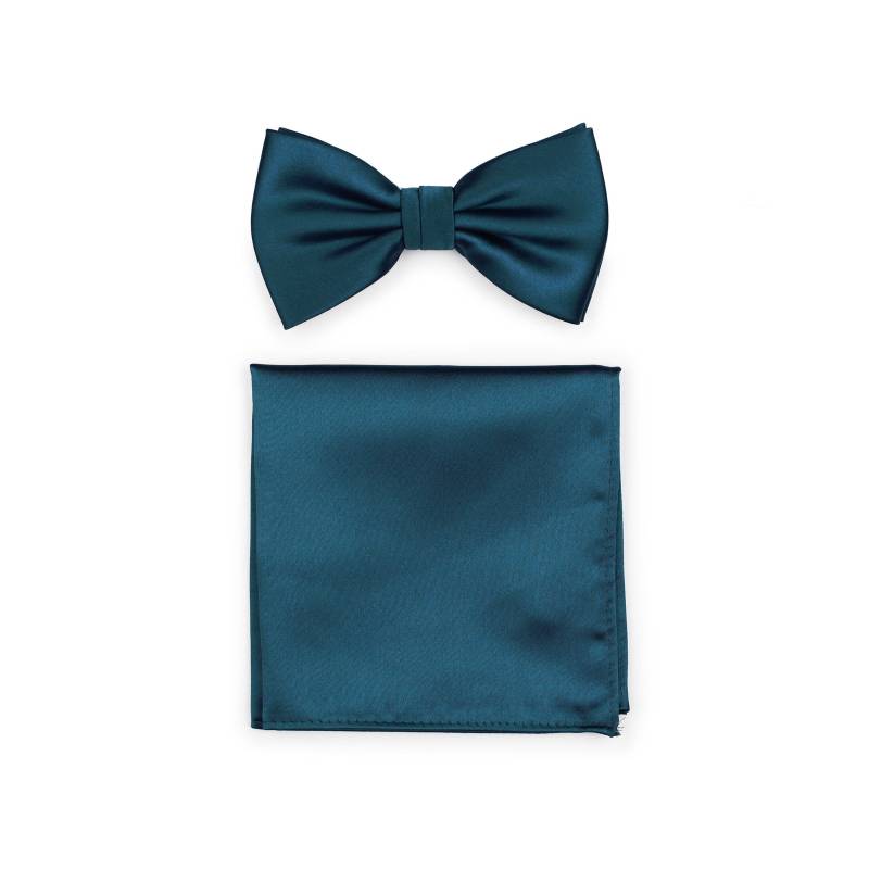 Pfauenfliege Set | Herren Schleife Krawatten Und Taschenquadrat Sets in Dunkelblau Passendes Fliege Dunkel Teal Für Hochzeiten von BowsNTiesShop