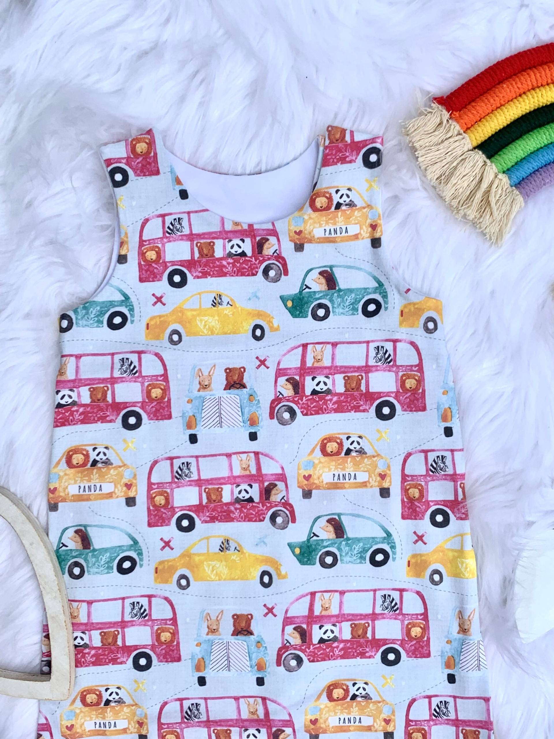 Baby Kinderhimmel Farbe Piep Bus Auto Tiere Strampler Oder Leggings Mit Passendem Stirnband/Bib Option Ideale Geschenk Fahrzeuge von Bowsbybeau