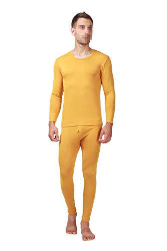 BoxJCNMU Herbst Herren Long Johns Thermo Unterwäsche Modal Dünne Herren Unterwäsche Sets Warm Plus Size XL-9XL Yellow 8XL von BoxJCNMU