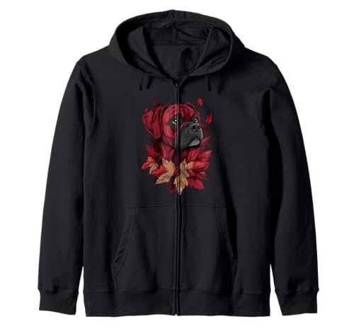 Boxer Herbst Blätter Herbst Hund Boxer Mama Kapuzenjacke von Boxer Dog Autumn Leaves - Fall Gifts