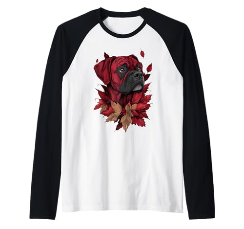 Boxer Herbst Blätter Herbst Hund Boxer Mama Raglan von Boxer Dog Autumn Leaves - Fall Gifts