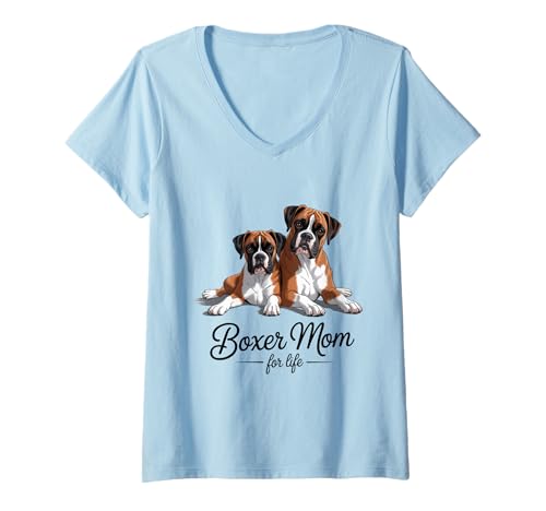 Damen Boxerhund Mama fürs Leben Süß T-Shirt mit V-Ausschnitt Damen Boxerhund Mama fürs Leben Süß T-Shirt mit V-Ausschnitt von Boxer Dog Co