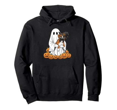 Lustiger Geist Boxer Hund Kürbis Halloween Kinder Herren Damen Pullover Hoodie von Boxer Dog Lovers Cute Halloween Outfits Boy Girl