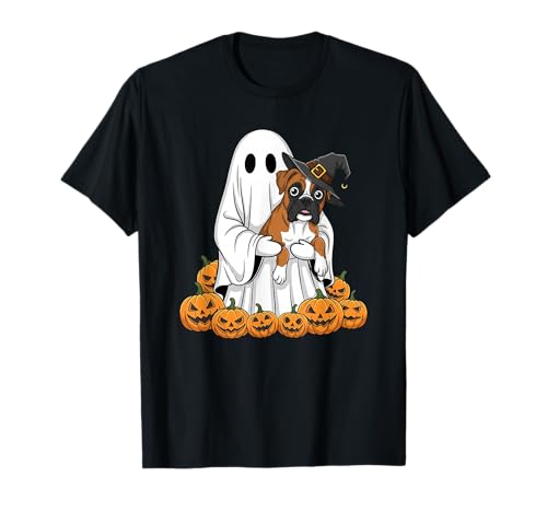 Lustiger Geist Boxer Hund Kürbis Halloween Kinder Herren Damen T-Shirt von Boxer Dog Lovers Cute Halloween Outfits Boy Girl