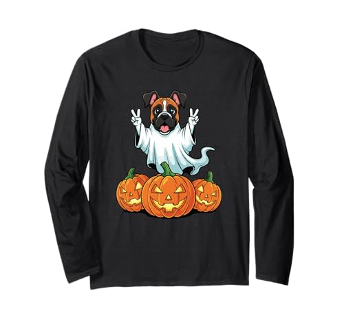 Lustiger Boxer Hund Geist Kürbis Boo Halloween Kinder Herren Damen Langarmshirt Lustiger Boxer Hund Geist Kürbis Boo Halloween Kinder Herren Damen Langarmshirt von Boxer Dog Lovers Halloween Ghost Pumpkin Outfits