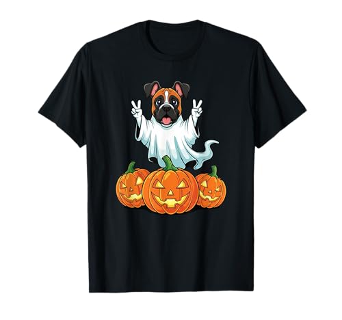 Lustiger Boxer Hund Geist Kürbis Boo Halloween Kinder Herren Damen T-Shirt von Boxer Dog Lovers Halloween Ghost Pumpkin Outfits
