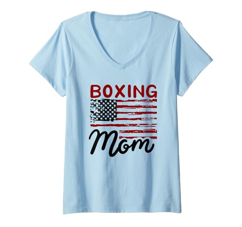 Damen Boxing Mom Boxerin Mama Boxen Mutter Kickboxen Muttertag T-Shirt mit V-Ausschnitt von Boxer Outfit Für Starke Mütter Boxerin Kickboxerin