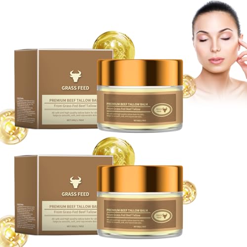 2PCS Beef Tallow Skincare, Tallow Cream Bio, Anti Falten Feuchtigkeitscreme Glatte Haut für Damen, Feuchtigkeitsspendende Tallow Skincare Körpercreme, Feuchtigkeitsspendende Körperlotion von Boxiatil