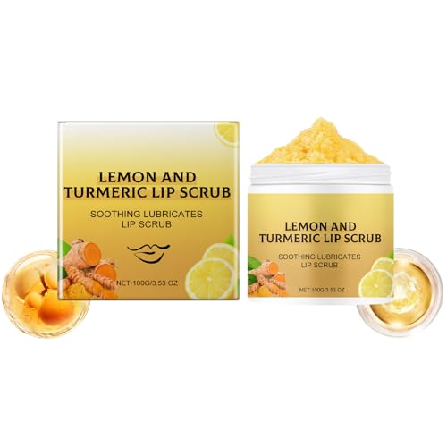 Boxiatil Lippenpeeling, Natural Turmeric Lemon Lip Scrub For Dark Lips,Exfoliating Lip Scrub, Scrub & Nourish Sugar Lip Scrub, Natural Exfoliating & Turmeric Lip Scrub and Balm for Dry 50g Boxiatil Lippenpeeling, Natural Turmeric Lemon Lip Scrub For Dark Lips,Exfoliating Lip Scrub, Scrub & Nourish Sugar Lip Scrub, Natural Exfoliating & Turmeric Lip Scrub and Balm for Dry 50g von Boxiatil
