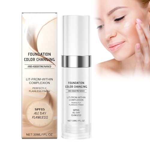 Farbwechsel-Foundation, Flüssige Foundation, Makellose Farbwechsel Foundation, Aufhellender Teint, Concealer-Foundation, Makelloses Make-up für die Farbwechselnde Grundierung von Boxiatil