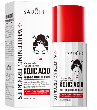 Kojisäure Gesichtsserum, Whitening Freckle Serum Kojisäure Whitening Feuchtigkeitscreme Whitening Blemish Serum Gesichtsserum Reduziert Dunkle Flecken, Anti-Falten Und Straffe Haut von Boxiatil