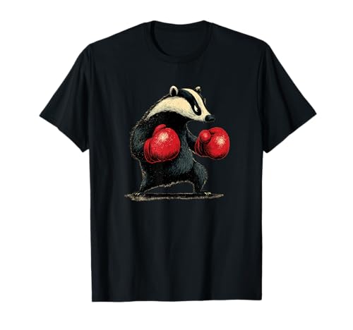Schöner Dachs mit roten Boxhandschuhen für Erwachsene und Kinder T-Shirt von Boxing Badger Outfit