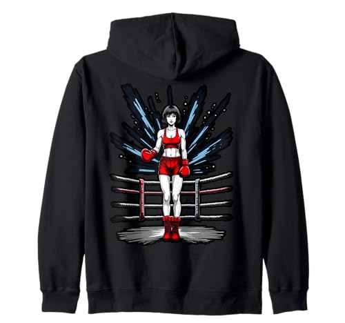 Boxing Girl in roten Handschuhen Anime Style Fitness Kapuzenjacke Boxing Girl in roten Handschuhen Anime Style Fitness Kapuzenjacke von Boxing Champion Girl in Action Sports Apparel