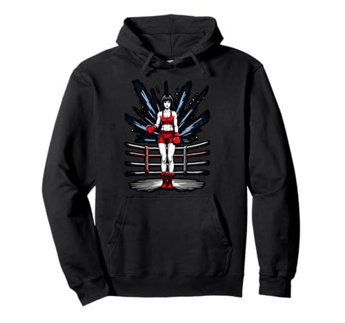 Boxing Girl in roten Handschuhen Anime Style Fitness Pullover Hoodie von Boxing Champion Girl in Action Sports Apparel