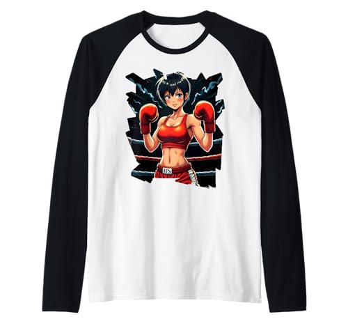 Boxing Girl in roten Handschuhen Anime Style Fitness Raglan Boxing Girl in roten Handschuhen Anime Style Fitness Raglan von Boxing Champion Girl in Action Sports Apparel