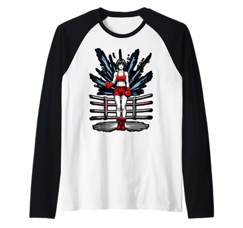 Boxing Girl in roten Handschuhen Anime Style Fitness Raglan Boxing Girl in roten Handschuhen Anime Style Fitness Raglan von Boxing Champion Girl in Action Sports Apparel