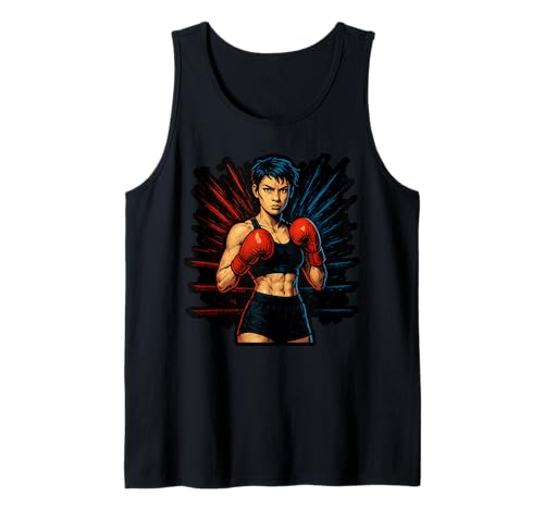 Boxing Girl in roten Handschuhen Anime Style Fitness Tank Top Boxing Girl in roten Handschuhen Anime Style Fitness Tank Top von Boxing Champion Girl in Action Sports Apparel